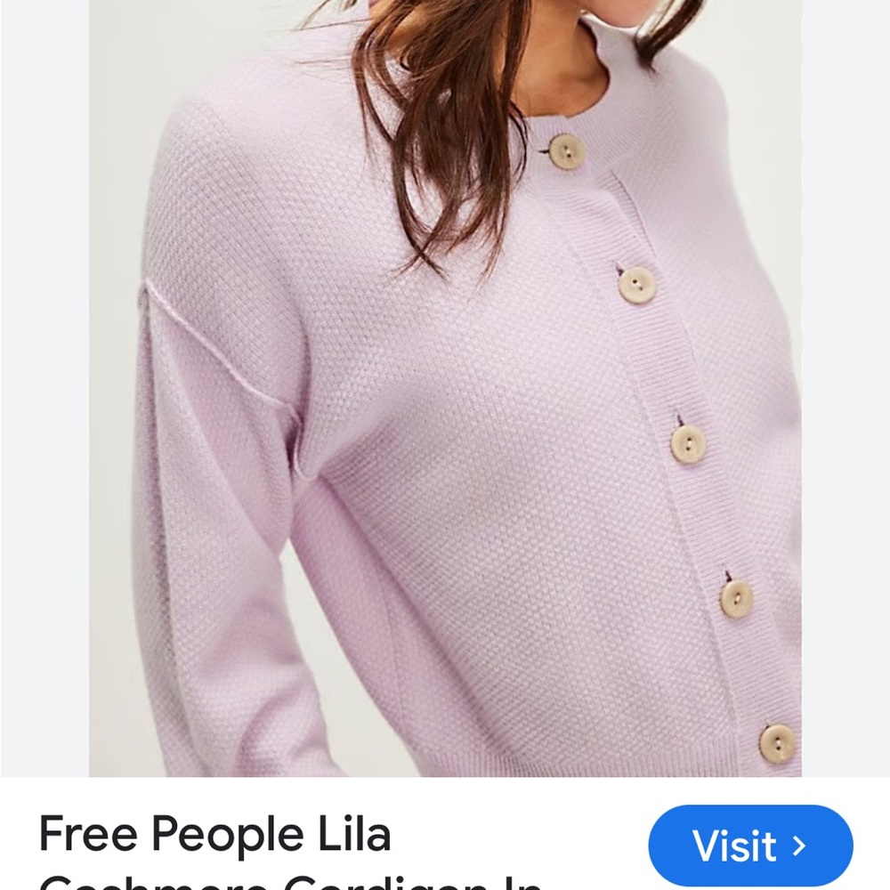 Free People Lavender Button-Up Cardigan 100% cashmere